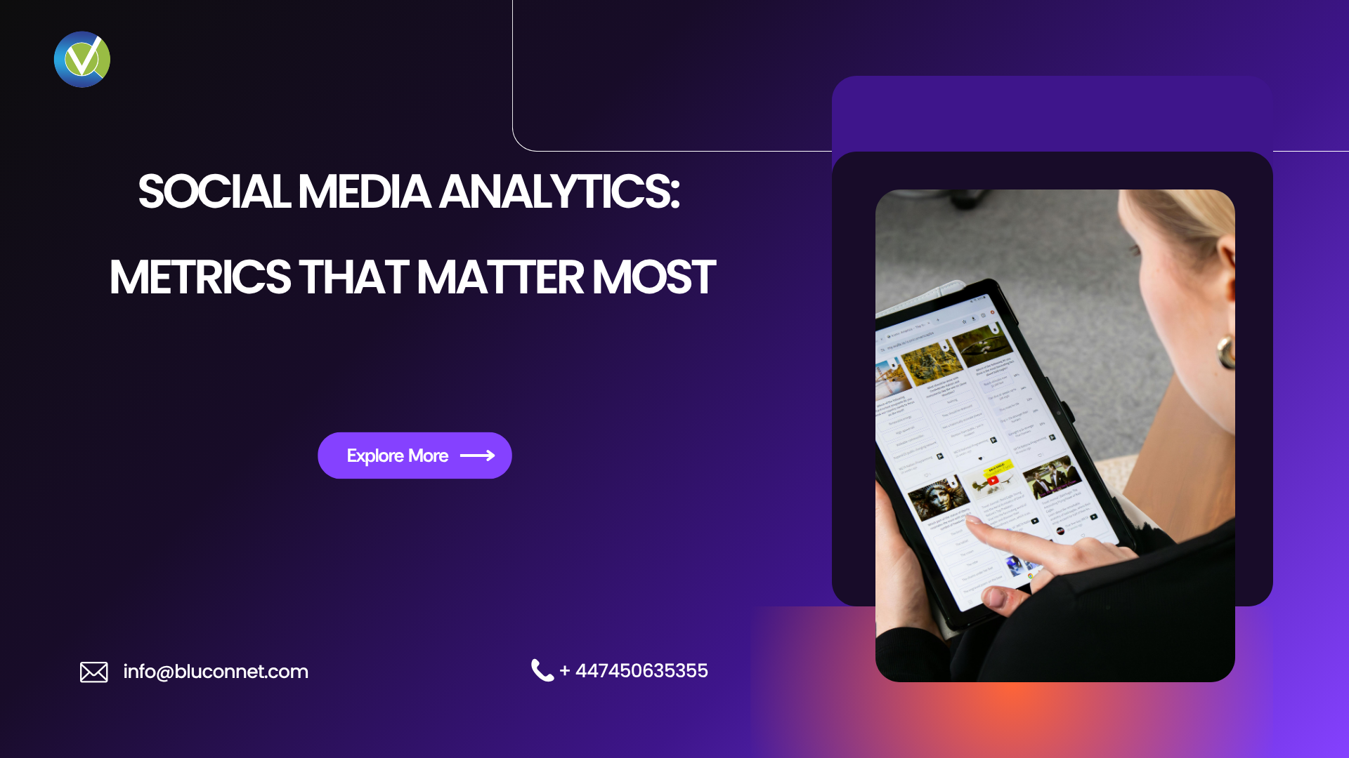 Dashboard displaying social media analytics metrics, engagement insights, audience growth, and performance tracking across digital marketing platforms.