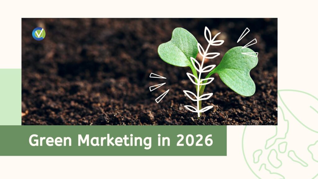 Green Marketing in 2026 concept showing sustainable digital marketing strategies and eco-friendly business growth.